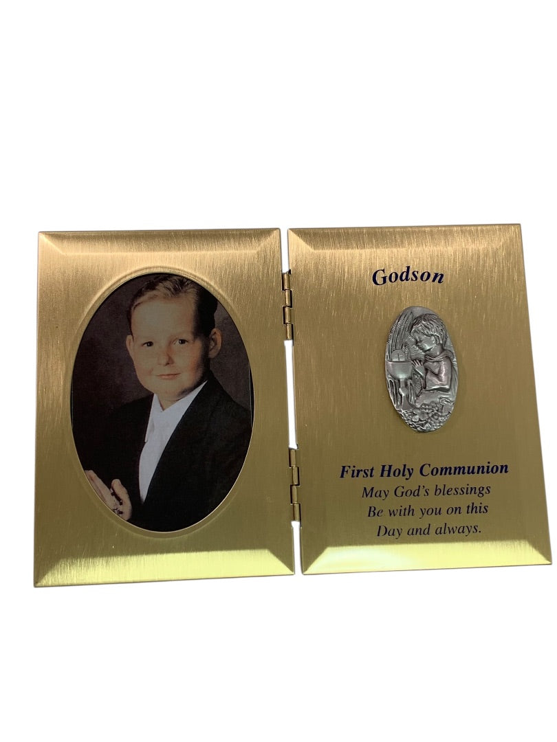 Godson Picture Frame First Holy Communion Tabletop Brass 5" x 7"