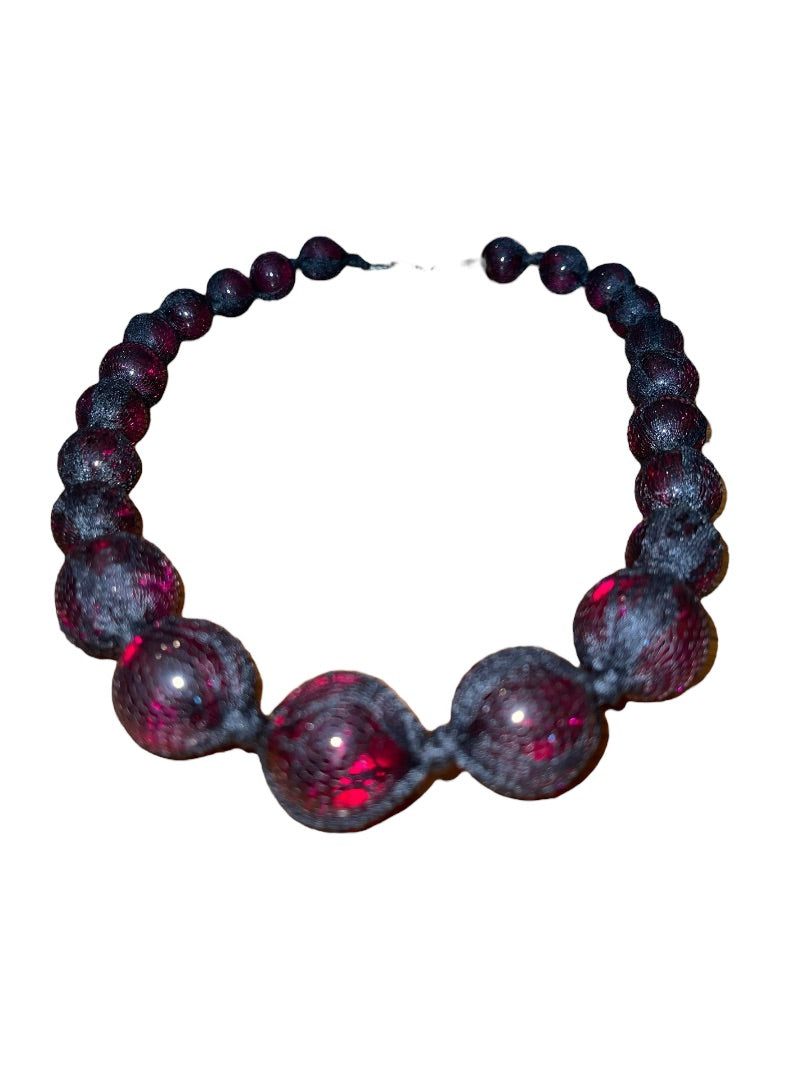 Express Black Netted Graduated Purple Sphere 28 Inch Necklace