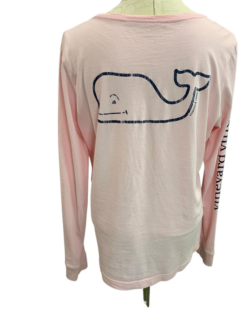 Large Vineyard Vines Womens Pink Long Sleeve Tshirt Single Pocket