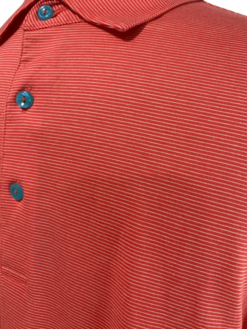 XL Peter Millar Mens Coral Stripe Golf Polo Shirt Short Sleeve