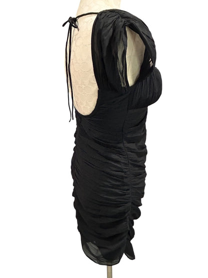 Size 6 Asos Design Black Dress Sweetheart Neckline Fitted Rouched Open Back