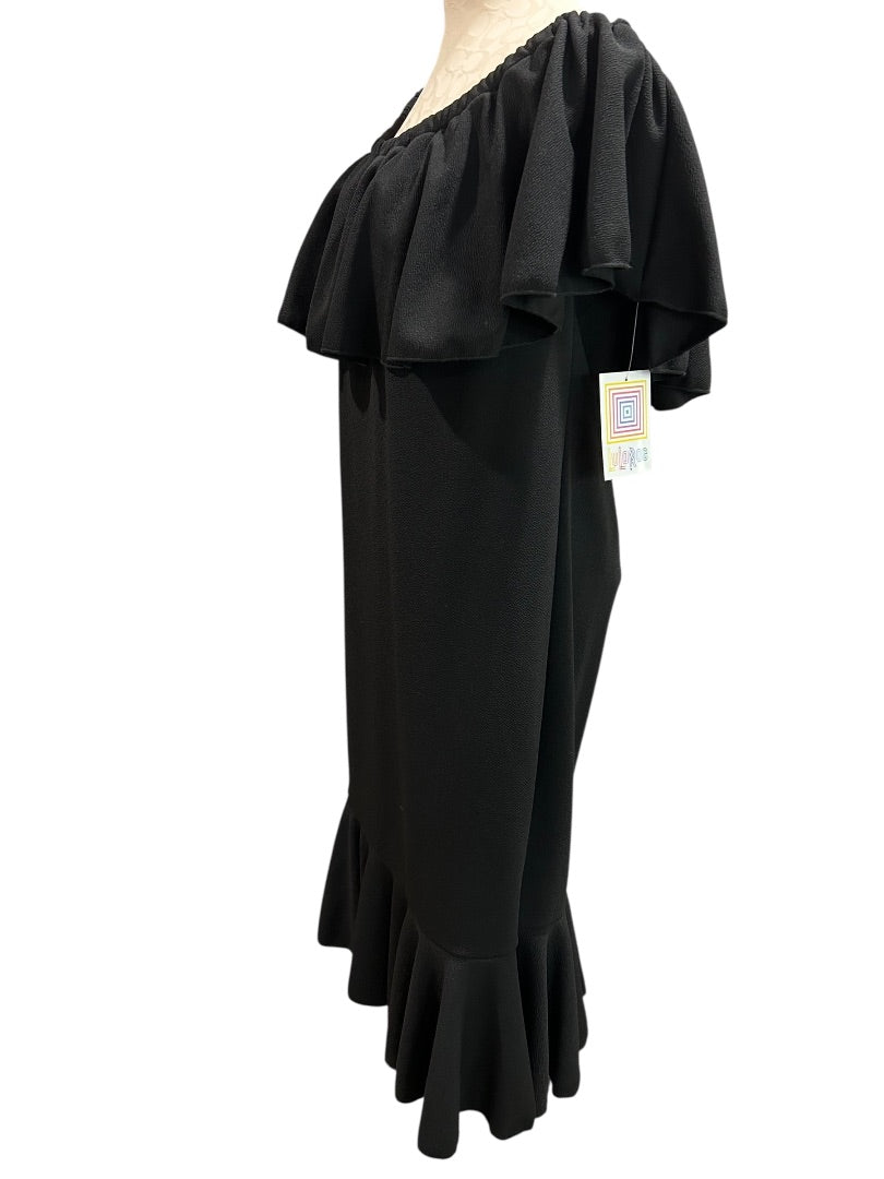2XL LulaRoe Cici Dress New Black Off Shoulder Ruffle Bodice Hem