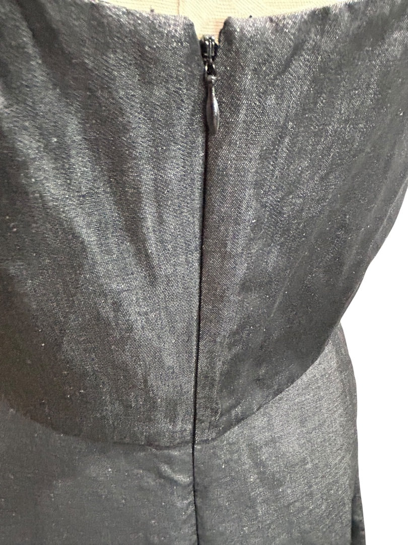 Size 8 Gap Black Denim Sleeveless Dress A-Line Jean Pockets Linen Blend