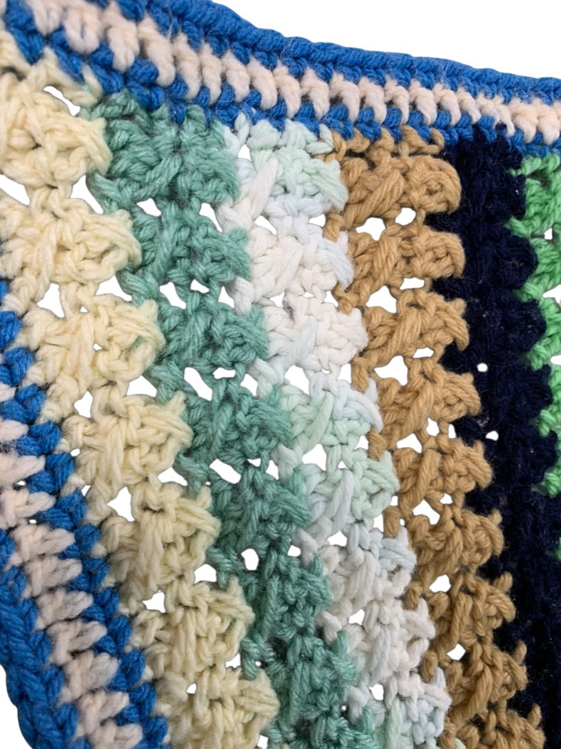 Vintage Crochet Striped Afghan Throw Blanket 48" x 42"
