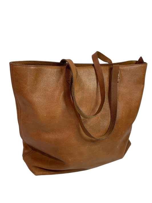 Madewell Brown Leather Transport Tote Shoulder Bag Zip Top Style J1952