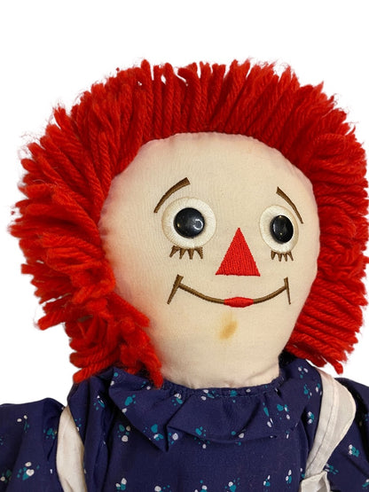 Vintage Raggedy Ann Rag Doll 17 Inch Staining Button Eyes