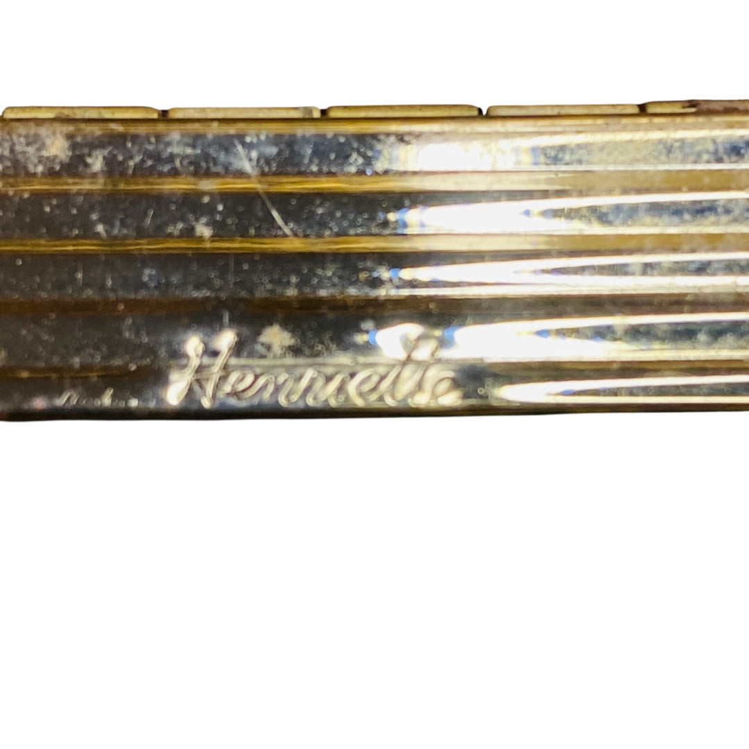Vintage Henriette Etched Cigarette Case Hinged Compact 5.25" x 3"