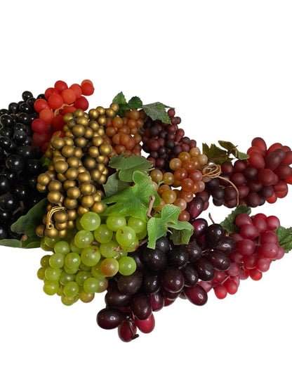 Vintage Fake Fruit 11 Bunches of Rubber Grapes Assorted Crafting