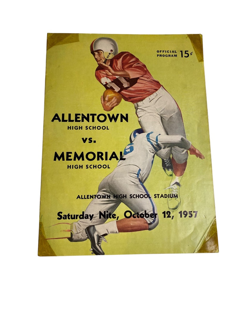 1957 Allentown High School Football Program vs Memorial October 12 PA