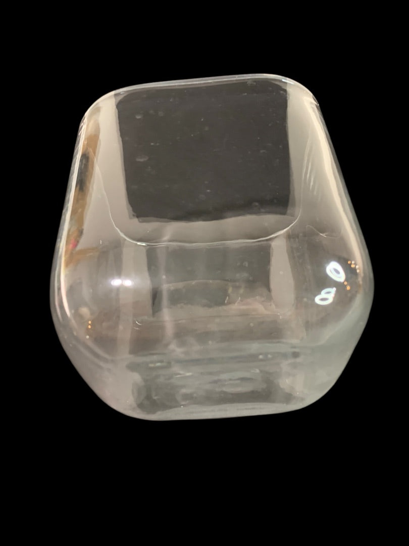 Crate & Barrel Clear Glass Vase 4.75" Cube