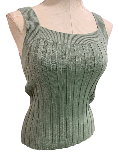 XS Loft Womens Sage Green Sweater Ribbed Sleeveless