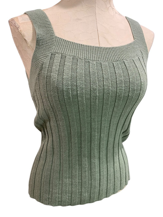 XS Loft Womens Sage Green Sweater Ribbed Sleeveless