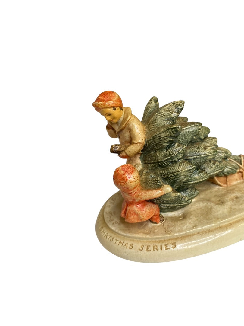 Sebastian Miniatures Bringing Home the Tree 1981 4.25" Base