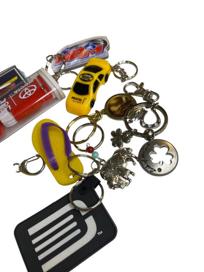 Set of 13 Key Rings Keychains Assorted Novelty Flip Flop Car Toyota
