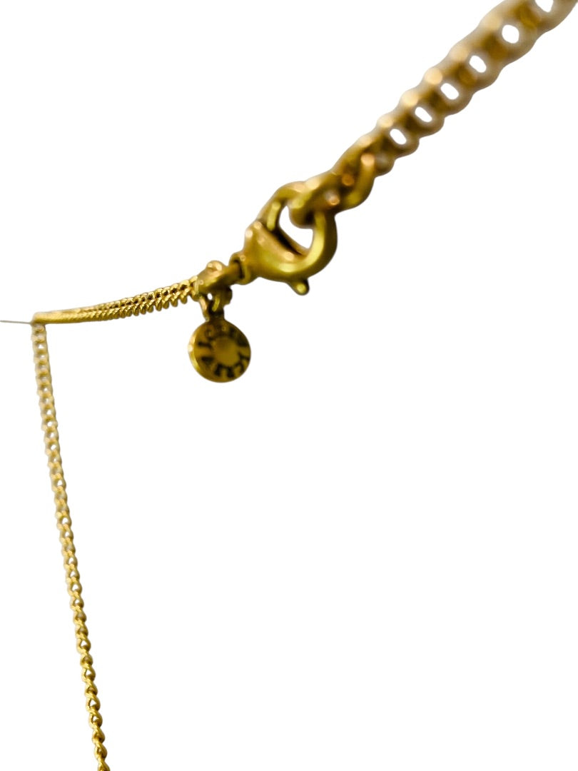 Vintage J.Crew Chevron Goldtone Rhinestone Necklace Art Deco Style