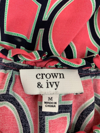 Medium Crown & Ivy Sheath Dress Sleeveless Pink Navy Blue Tassel
