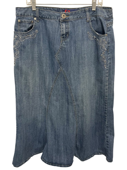 Size 16W Mwah Jeans Denim Skirt Midi Y2K Embellished Pockets