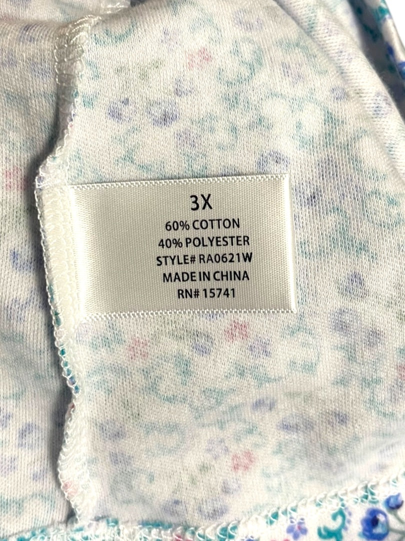 3X Karen Neuburger Floral Short Sleeve Nightgown