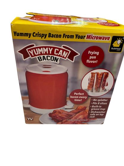 Yummy Can Bacon Microwave Cooker Crisper 8 Slices No Splatter