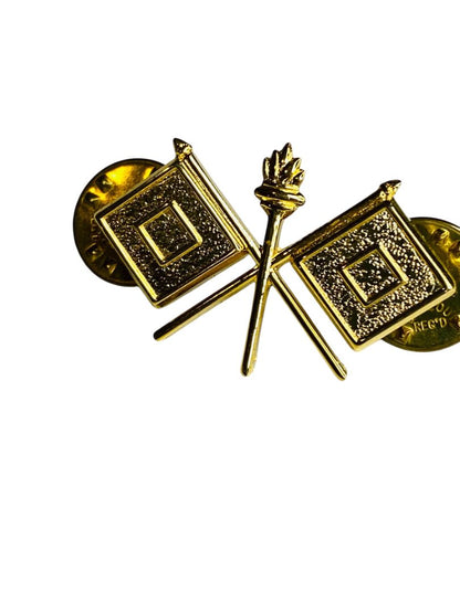 WW2 US Army Signals Collar Goldtone Pin Backed 1.25"