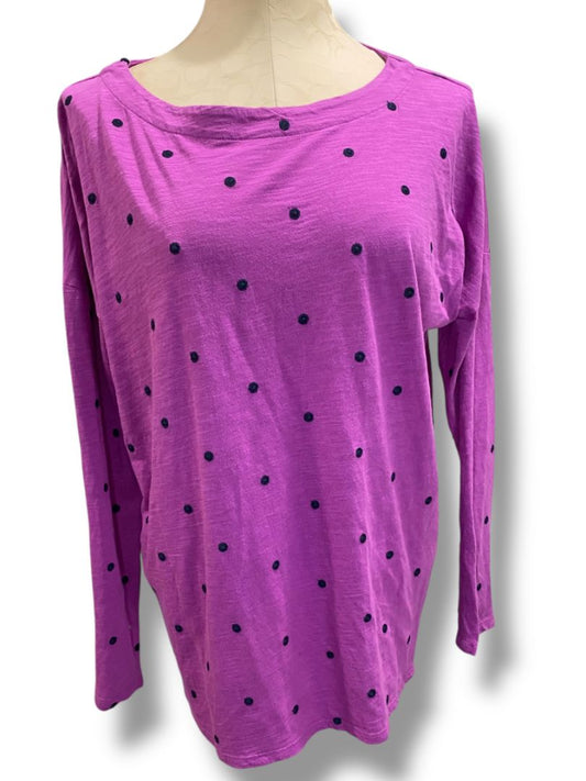 Medium J.Jill Purple Womens Shirt New Navy Blue Dot