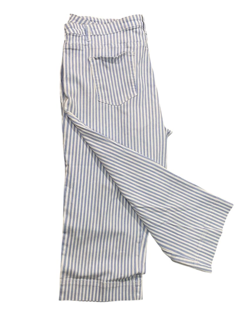 22W Coldwater Creek Womens Blue White Striped Crop Denim Pants