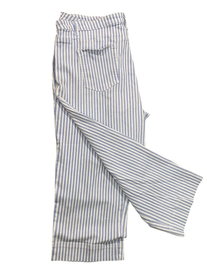 22W Coldwater Creek Womens Blue White Striped Crop Denim Pants