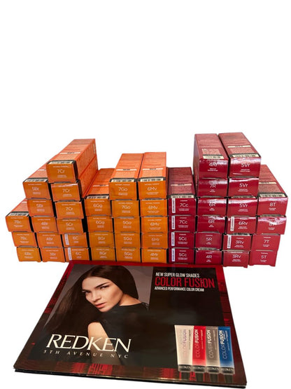 Lot of 48 Redken Color Fusion Hair Colors 2.1 oz New Fashion Copper Gold Brown Reds