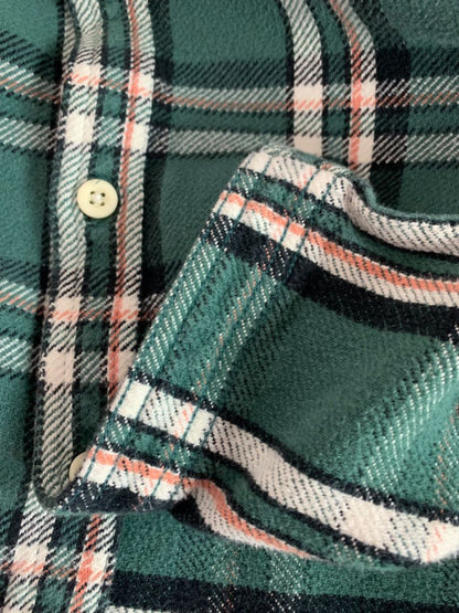 XL American Eagle Mens Button Up Heavy Weight Flannel Green Plaid