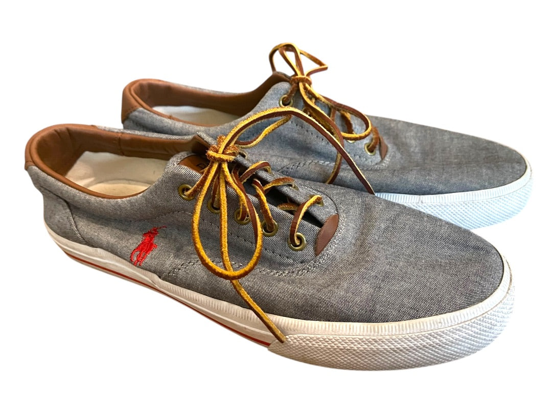 Size 11D Polo Ralph Lauren Mens Vaughn Lace Up Gray Canvas Shoes
