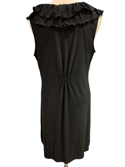 XL Tiana B Black Dress V-Neck Ruffle Sleeveless Polyester Blend