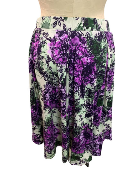 Small LulaRoe Madison Skirt Flare Pockets Green Purple