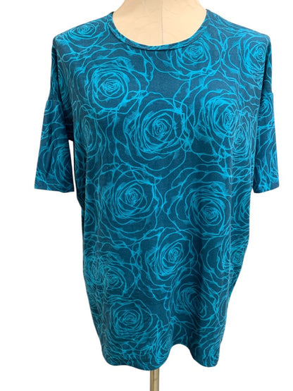 Size XXS LulaRoe Womens Tunic Tshirt Hi Lo Hem Teal Floral