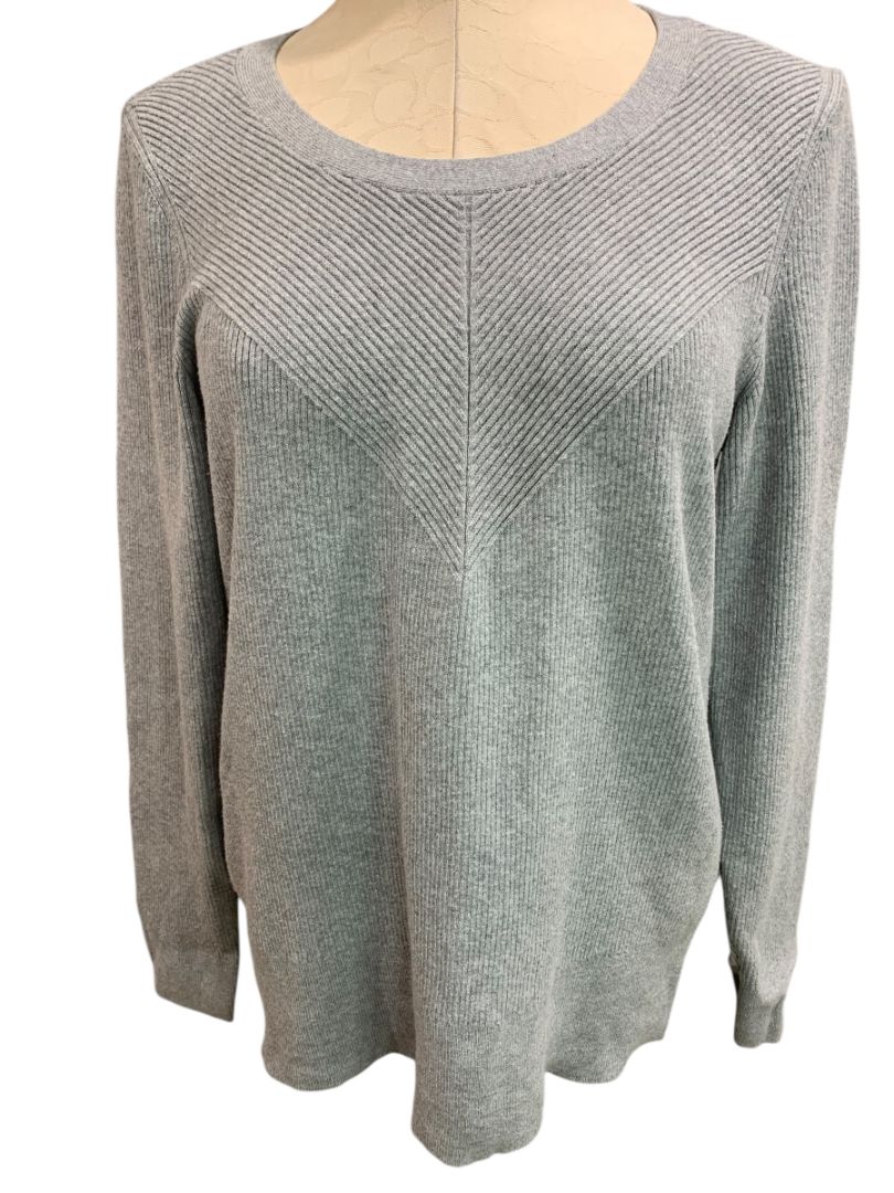Size Large Talbots Womens Gray Sweater Ribbed Cotton Blend
