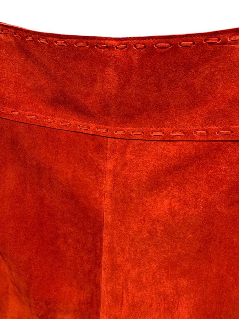 Size 3X T4 West Red Suede Midi Skirt Fringed Western Dance Rodeo