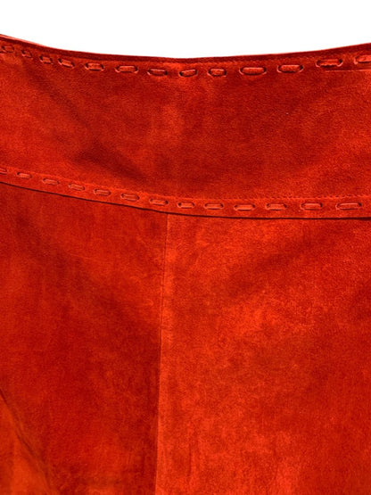 Size 3X T4 West Red Suede Midi Skirt Fringed Western Dance Rodeo