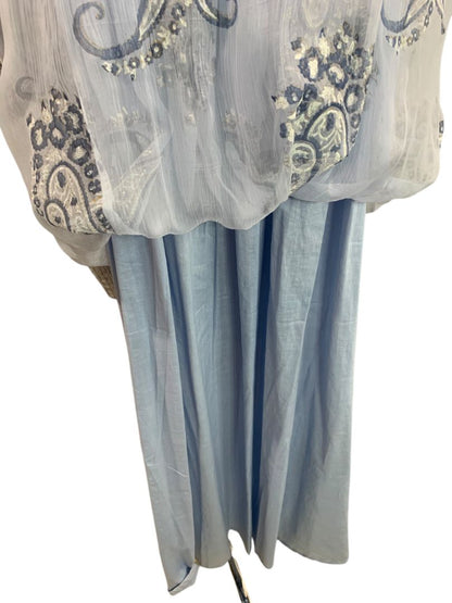 Size XXL Novica Blue Printed Elegant Entrance New Embellished Sequin