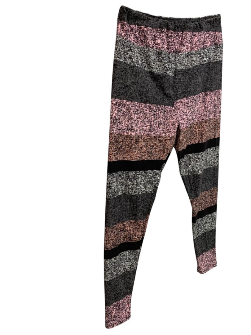 Tall & Curvy LulaRoe Womens Pink Gray Striped Leggings Plus Size