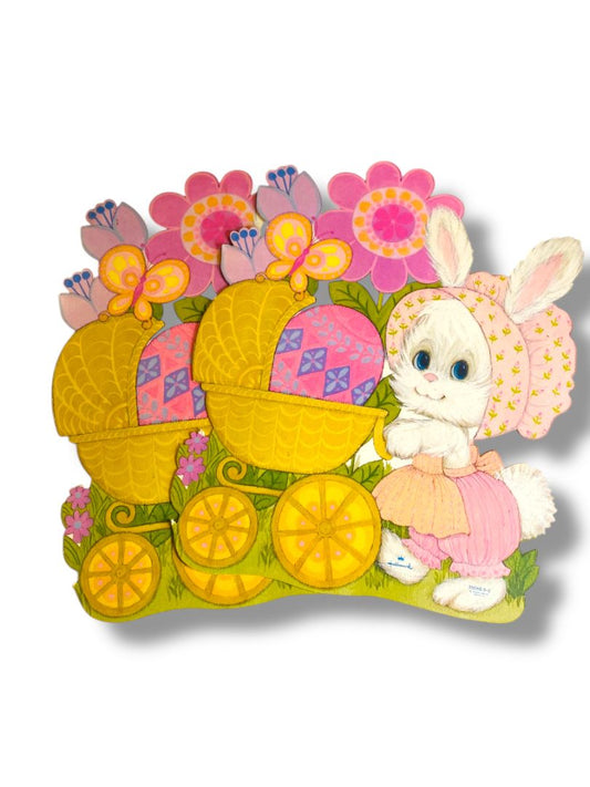 Vintage Hallmark Easter Diecut Decor Set of 2 Girl Bunny Rabbit 12" 35EHD 9-2