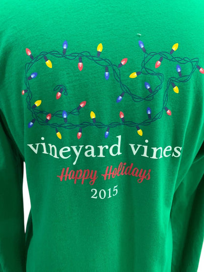 Medium Vineyard Vines Womens Holiday 2015 Green Long Sleeve Tshirt