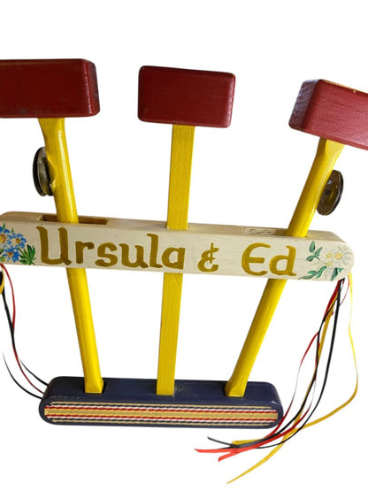 Vintage Traditional Noisemaker Wooden Matraca Gragger Personalized 13"