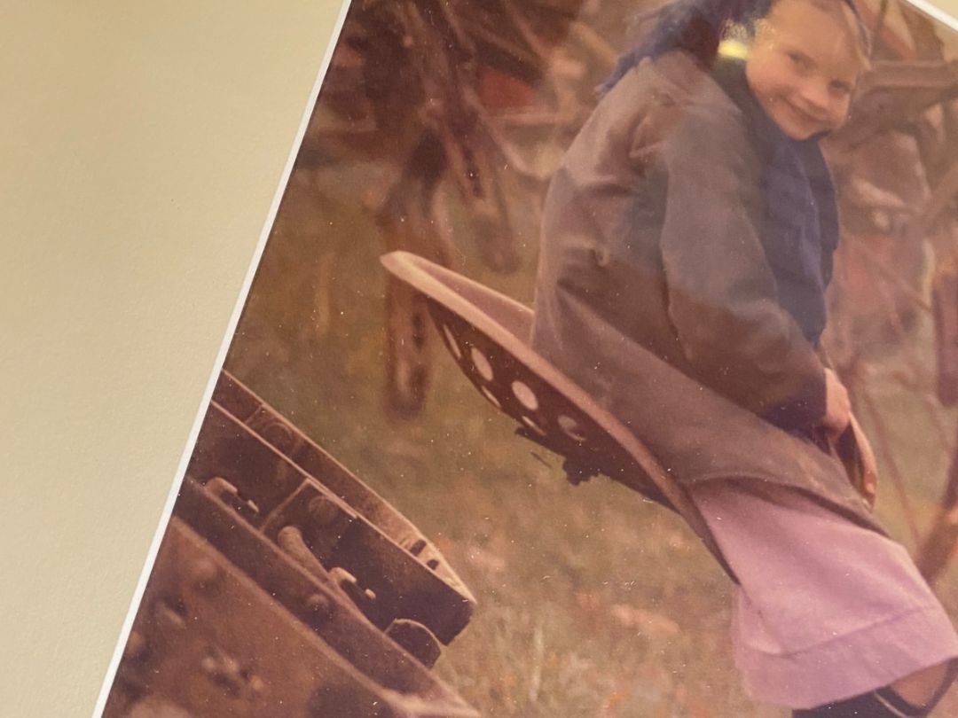 Vintage Rural Children Amish Photograph Framed Americana 20.5" x 16.25"