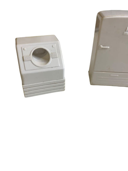 1960s Superior Dollhouse Furniture White Plastic Refrigerator Washing Machine