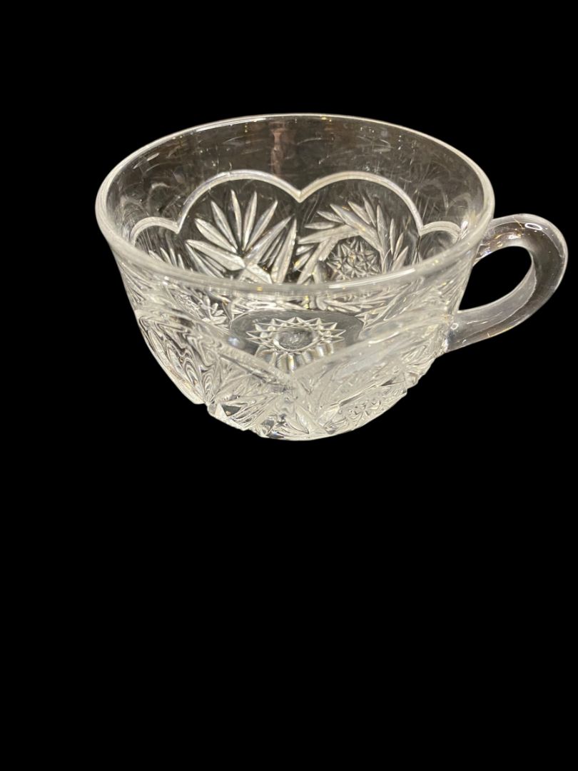 Vintage Set of 5 Punch Glass Clear Pressed Glass Mug 2.25"h
