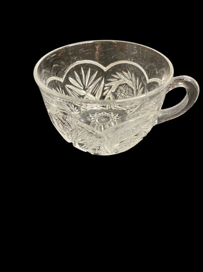 Vintage Set of 5 Punch Glass Clear Pressed Glass Mug 2.25"h