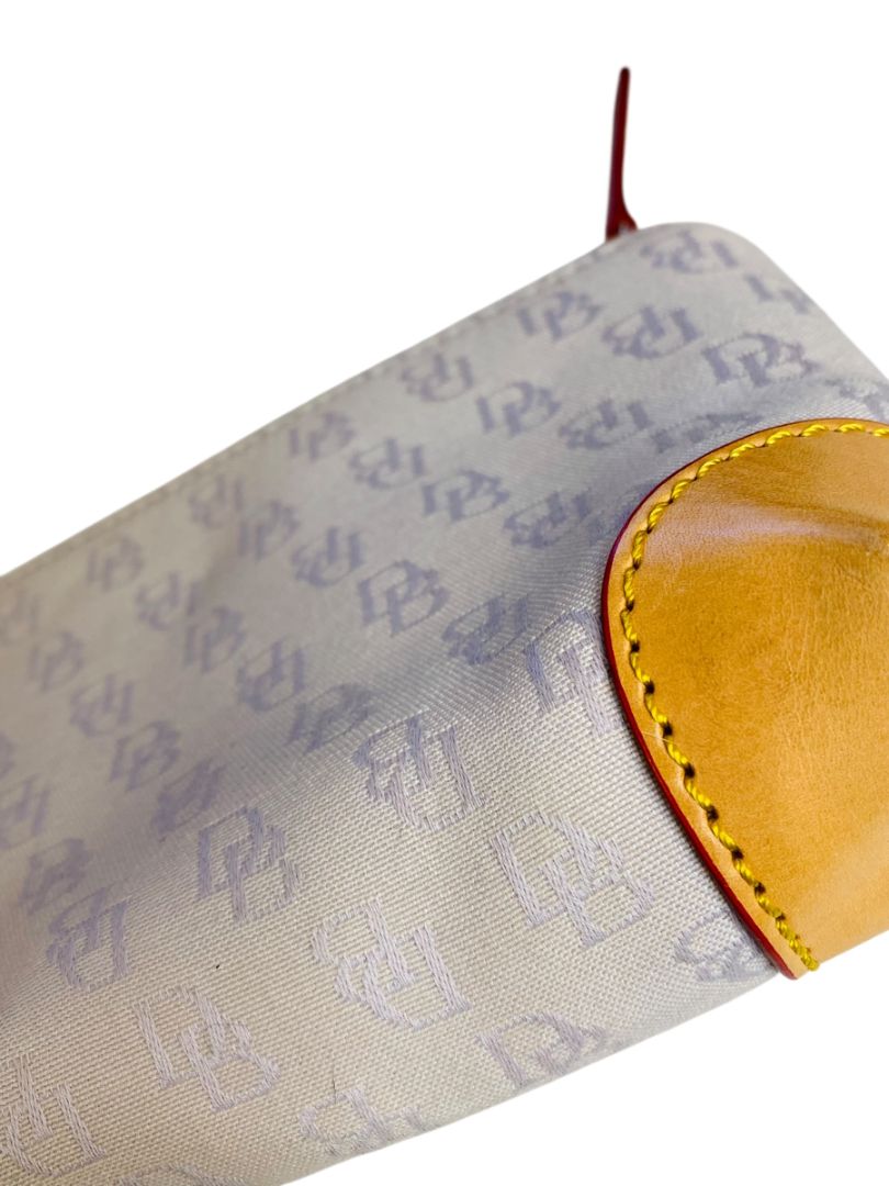 Vintage Dooney & Bourke Small Pouch Canvas Leather Light Lavender 6.5" x 4"