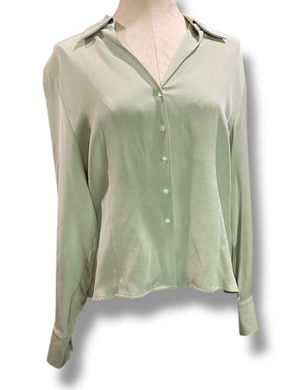 Size 16P Talbots Petites Stretch Silk Blend Womens Button Up Shirt