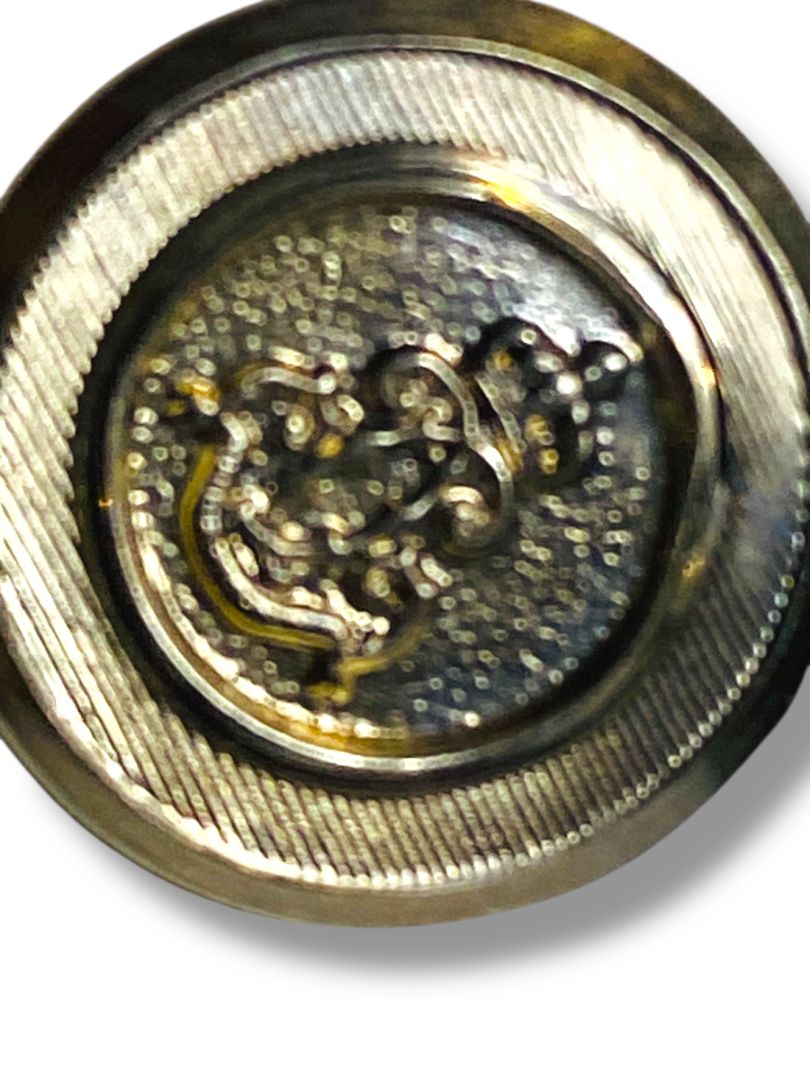 Vintage Set of 2 Silvertone Buttons Royal Crest .9" and .6"