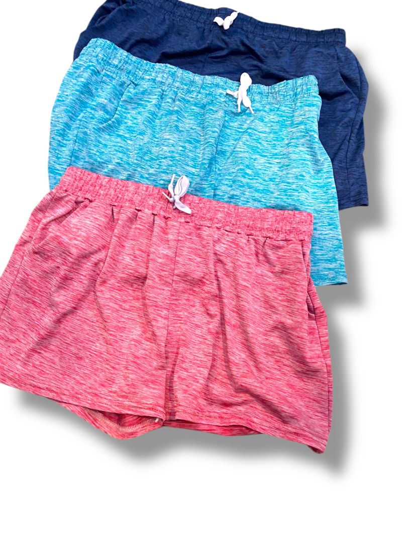 Size XL Real Essentials Set of 3 Girls Youth Athletic Shorts Pockets Pink Teal Navy