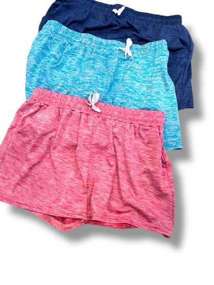 Size XL Real Essentials Set of 3 Girls Youth Athletic Shorts Pockets Pink Teal Navy
